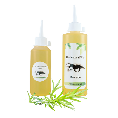 The Natural Way Laura Cleirens, Mok olie, 100 % natuurlijk product middel oplossing voor paarden met mok rasp regenschurft rainrot
