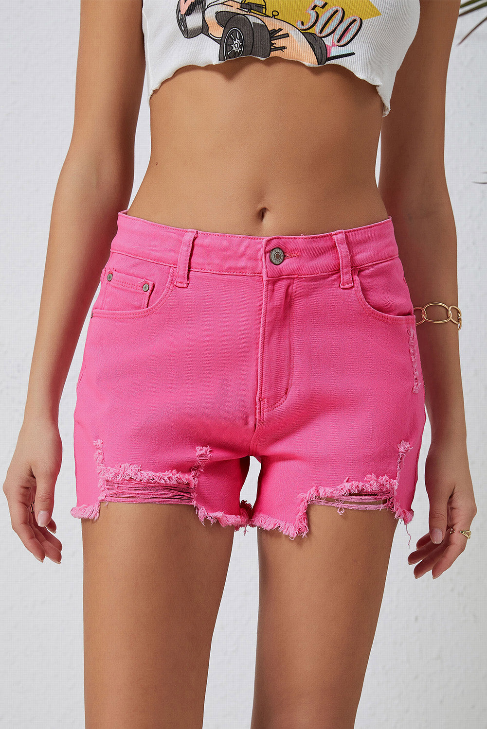 Buy Blue Solid Tie-Up Jeans Shorts For Women Online - Zink London