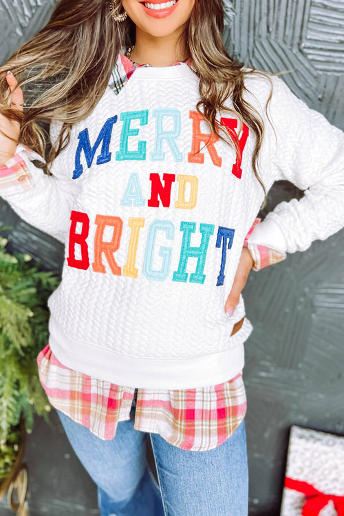 Bright White Merry And Bright Cable Knit Pullover Sweatshirt