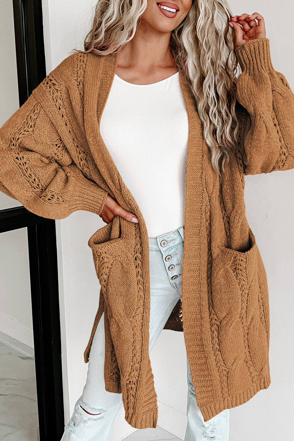 Khaki Cable Knit Sweater - Regular & Plus – Urban Boutique