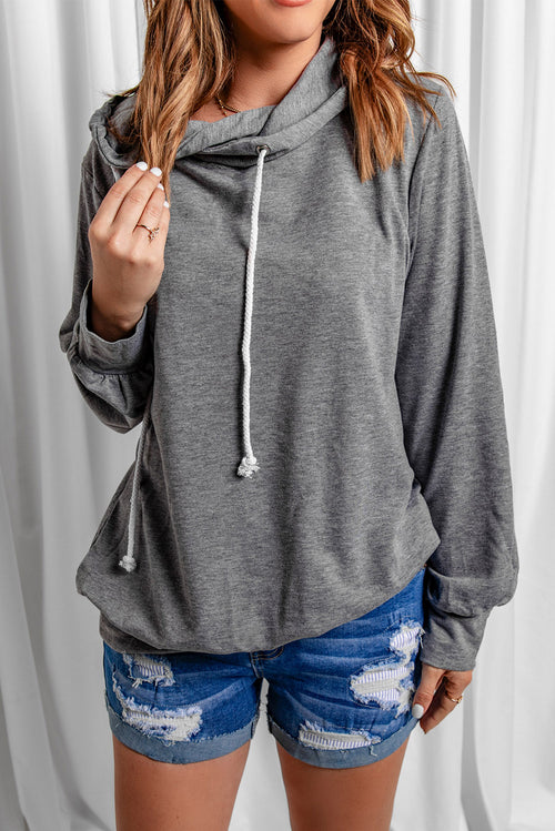 Long Sleeve Hoodie with Rope Drawstring