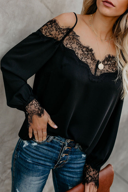 Lace Cold Shoulder Blouse