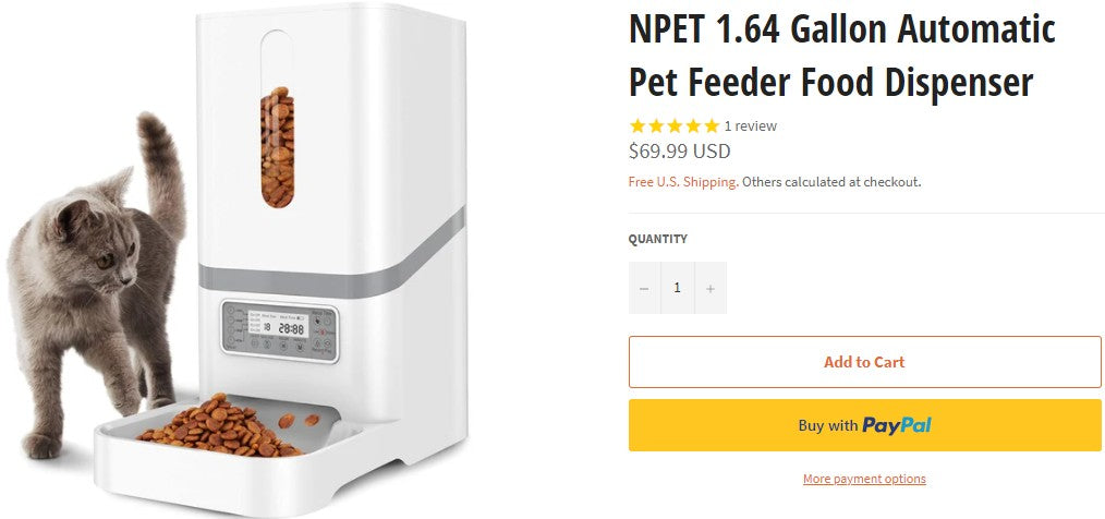 1.64 gallon pet feeder