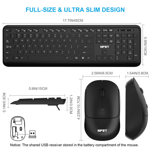 Keyboard and mouse size