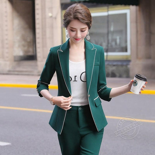 OVBMPZD Chill Girls Wardrobes Women's Fashion Casual Loose Solid Color Suit  Suit Office Two-piece Suit 