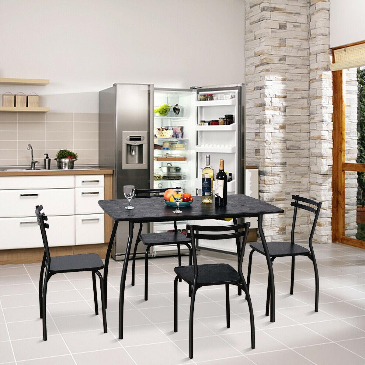 5 Piece Dining Set Table And 4 Chairs Home Kitchen Room Breakfast Furniture (FW1)(1U67)