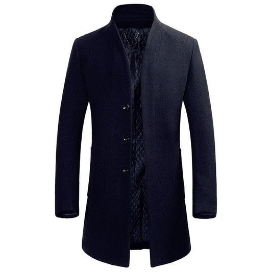 Men's Thicken Denim Jacket Zipper Slim Fit Winter Warm Outwear Stand Collar  Coat