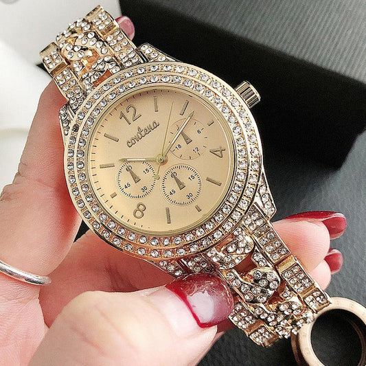 CONTENA Brand Women's Watch Top Luxury Crystal Rose Gold Watches