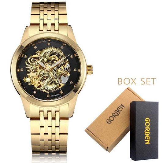 Leather Mechanical Watch Men Automatic Steampunk Watch Mens Skeleton Watches  Bronze Transparent Vintage Sport Wristwatch Male