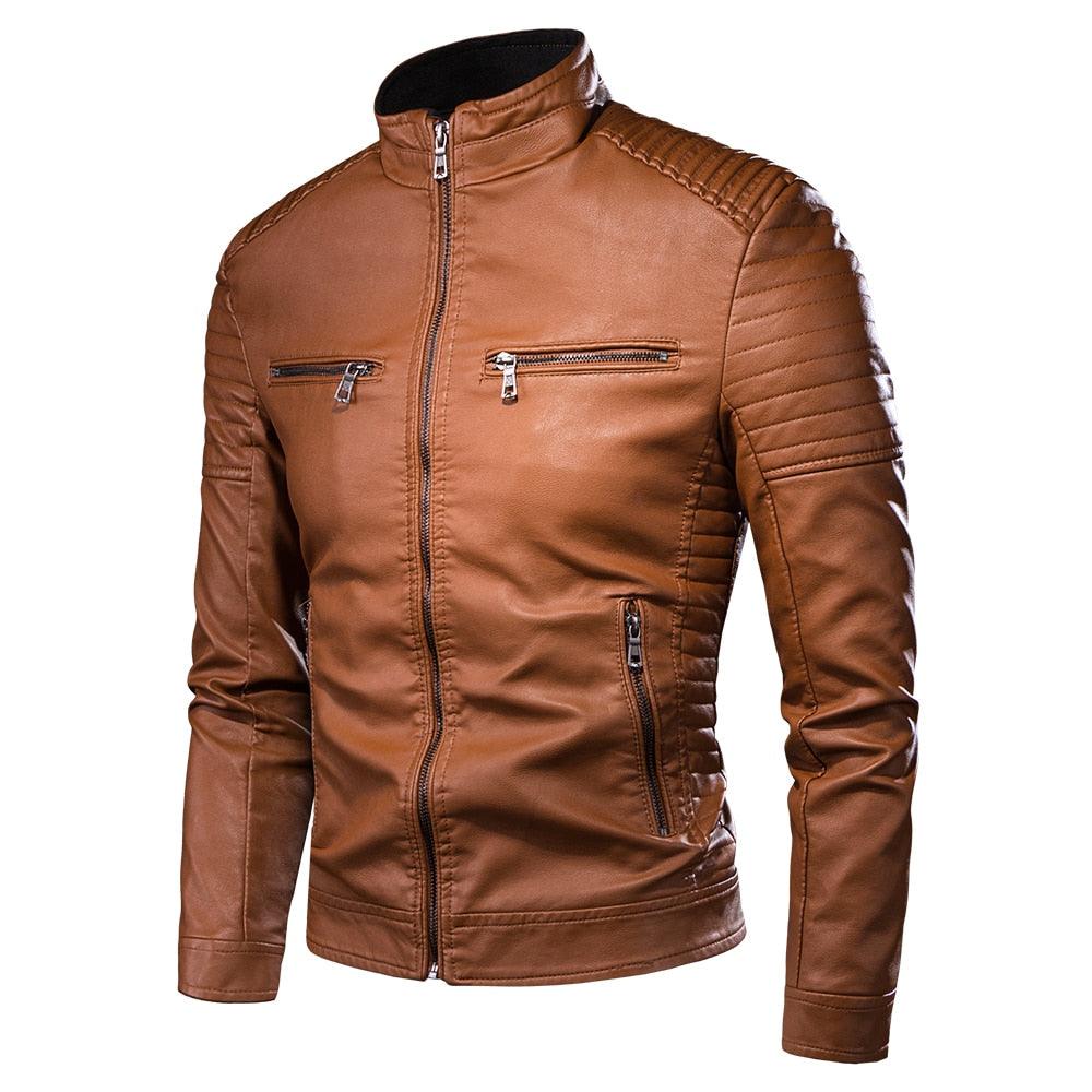 2023 New Motorcycle Pilot Leather Jacket Fashion Brand Men's Designer Punk  Wind Oblique Zipper Design Men's Leather Jack