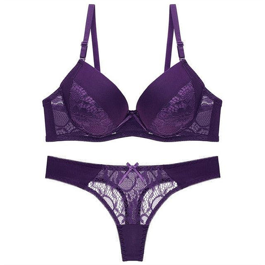 Ladies Underwear Lace Bra Set,Purple,75D