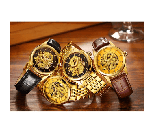 Leather Mechanical Watch - Men Automatic Steampunk Watch - Bronze Tran –  Deals DejaVu