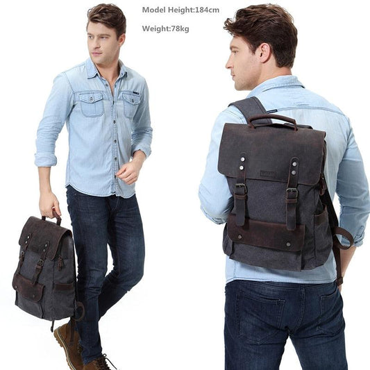 Men's Backpack - Thick Leather Backpacks - Luxury Designer Casual Larg –  Deals DejaVu