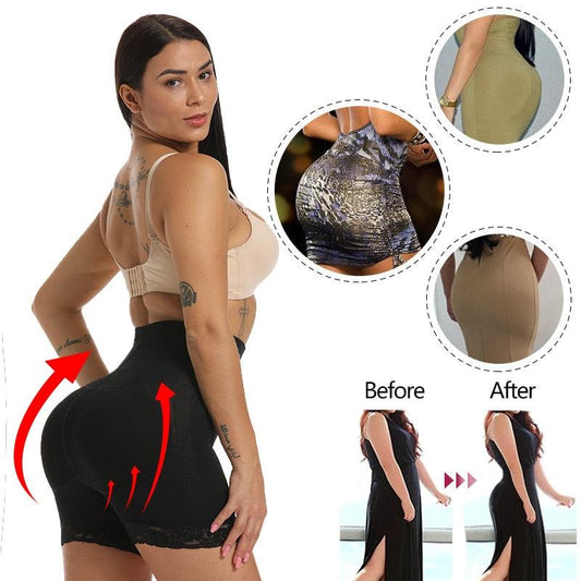 Women Butt Lifter High Waist Padded Hip Enhancer Underwear Seamless Lace  Body Shaper Firm Control Boyshorts