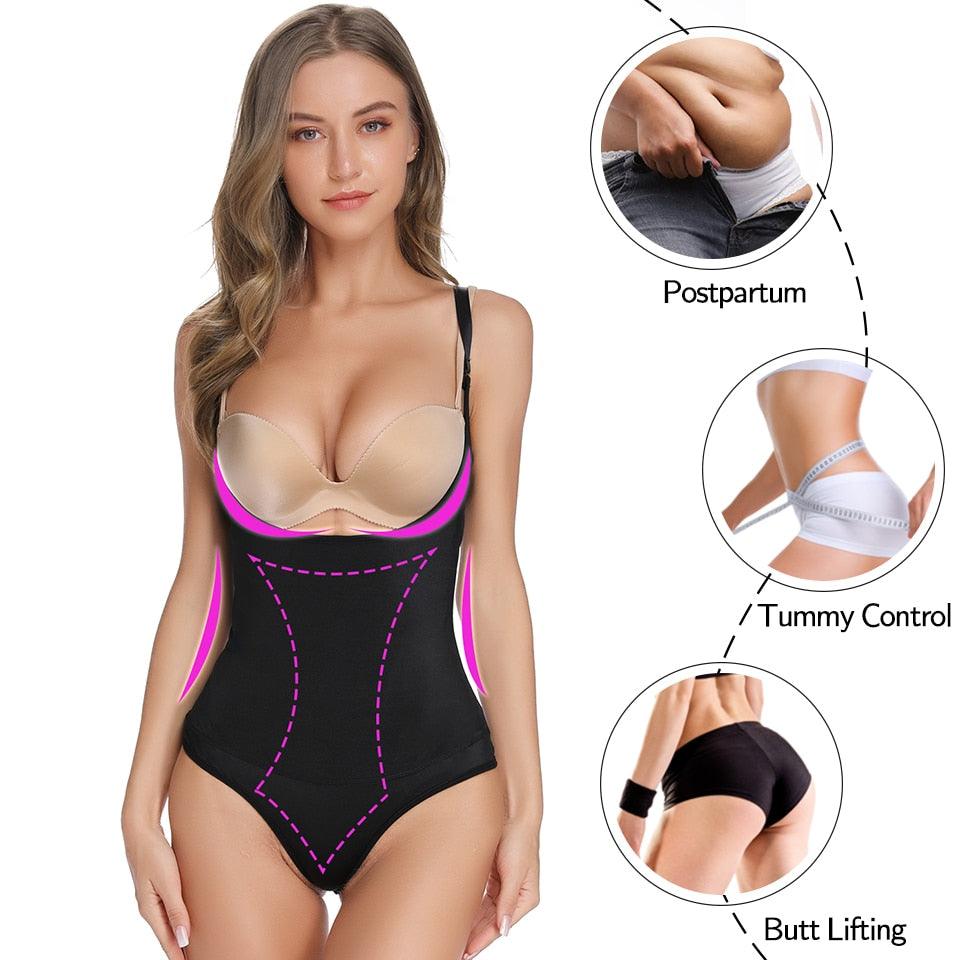 Sexy Women Shapewear Bodysuit - Thong Body Shaper Slimming Underwear - Weight Loss Fat Burner Tummy Control (FHW1)