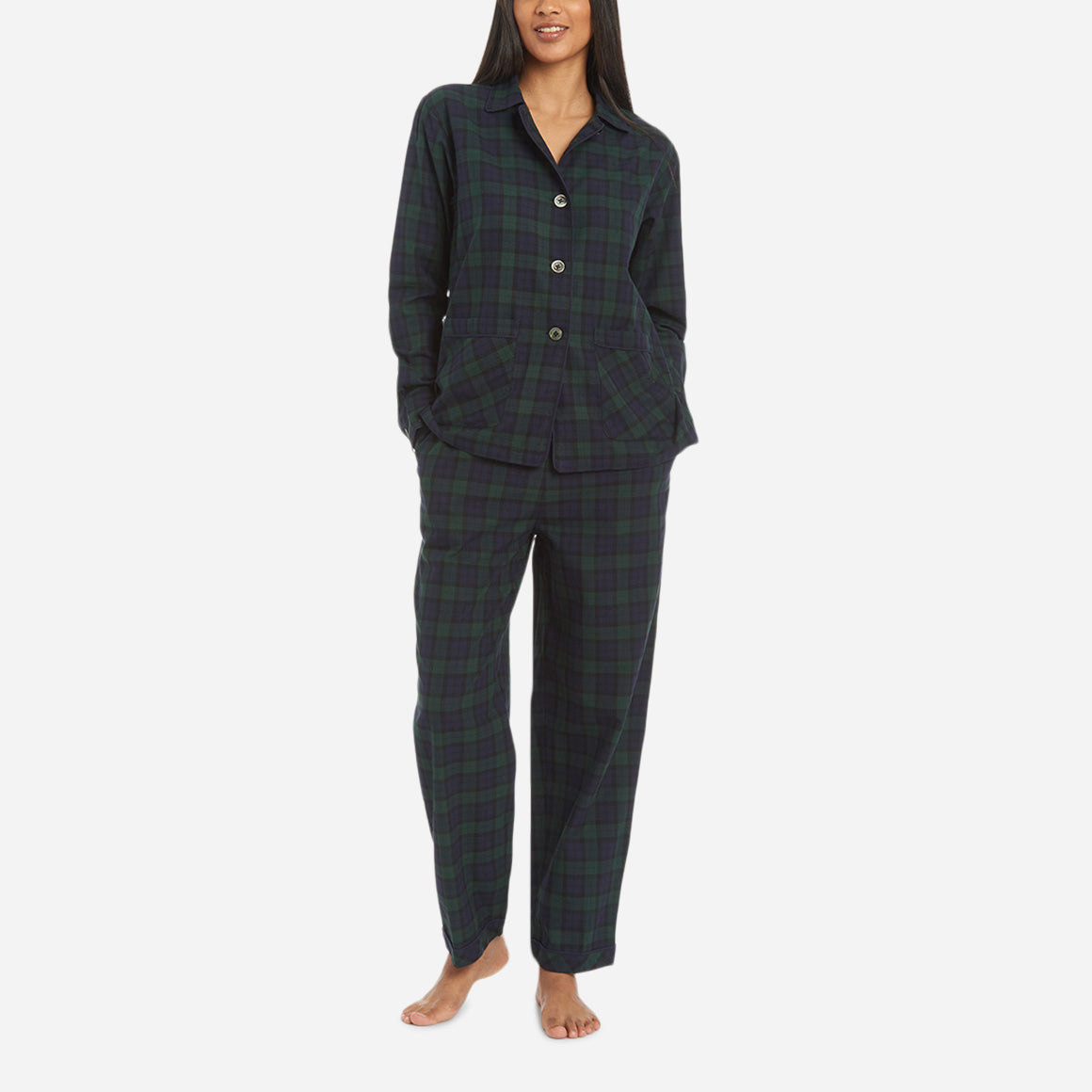 Plaid Cotton Long PJ Set