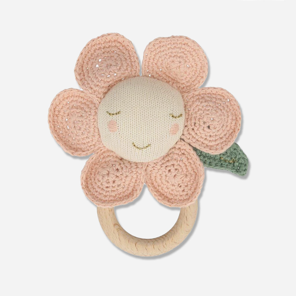 Peach Daisy Baby Rattle