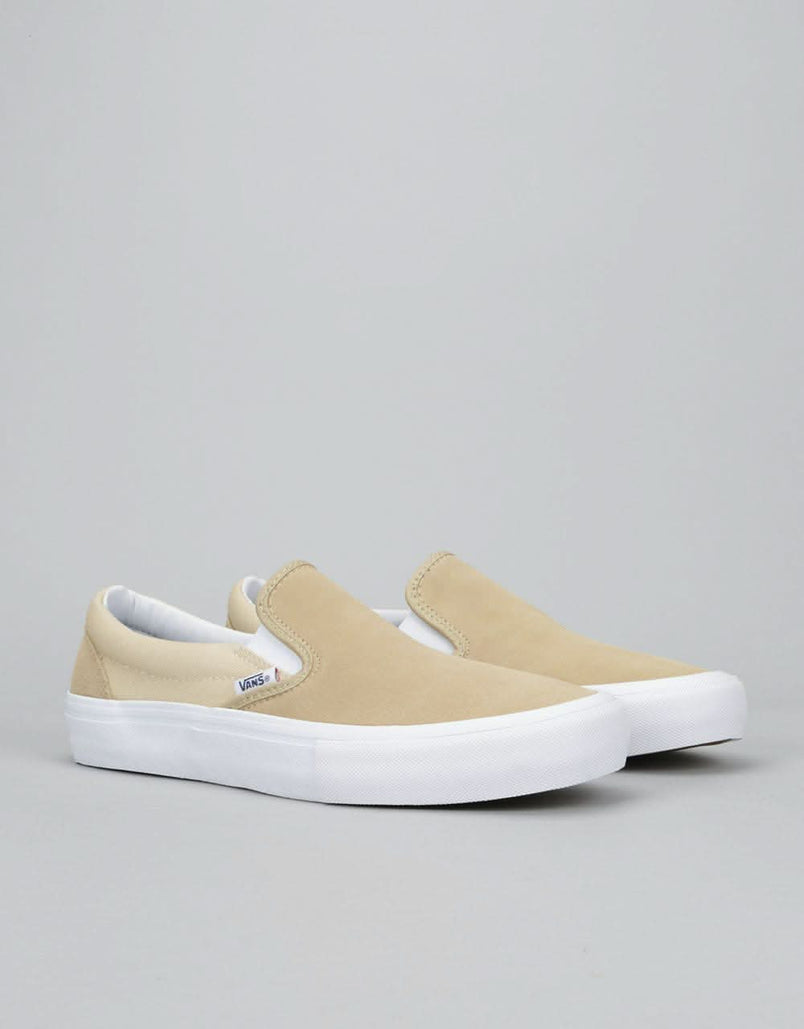 vans slip on pro sand white