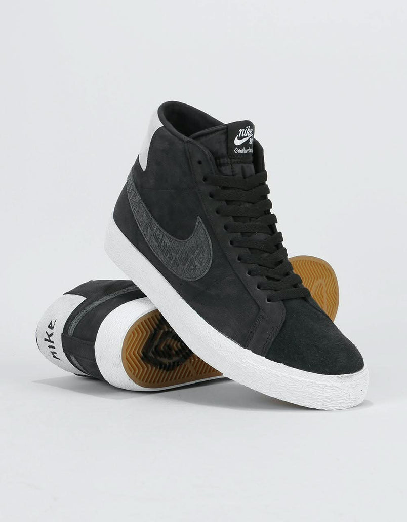 Nike Sb Zoom Blazer Mid Qs Skate Shoes Black Black White White Route One