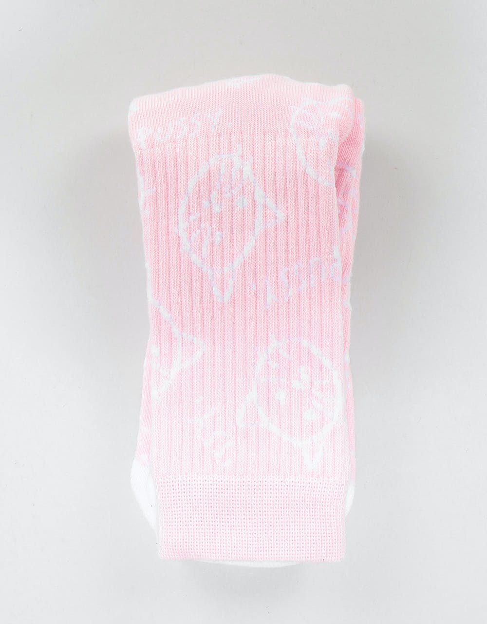 Route One Allover Pussy Crew Socks Pinkwhite