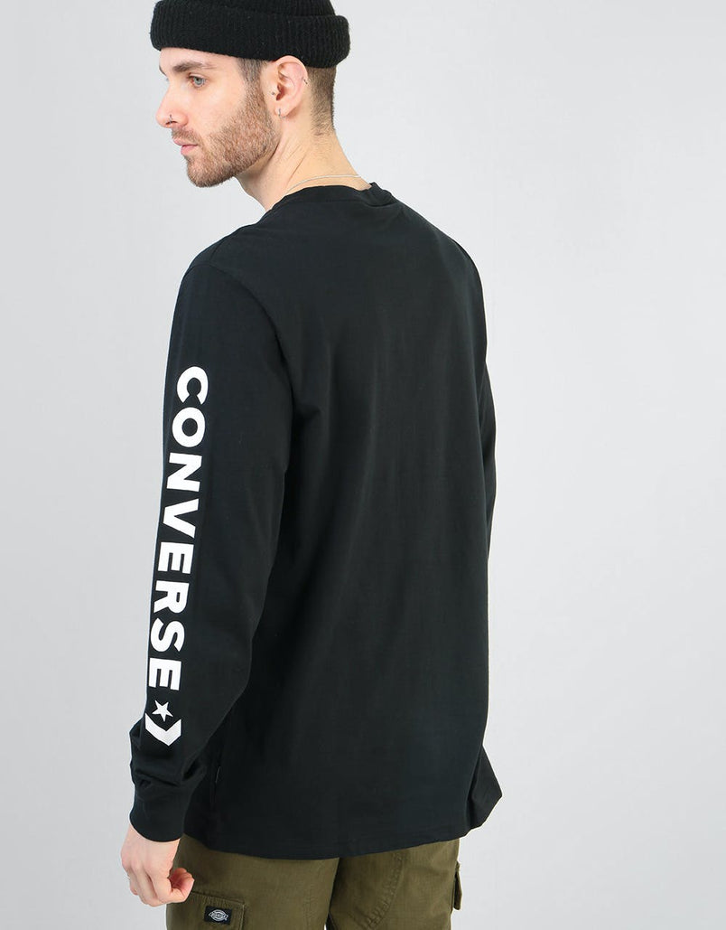 Pacífico chupar Concentración Converse Star Chevron Wordmark L/S T-Shirt - Black – Route One