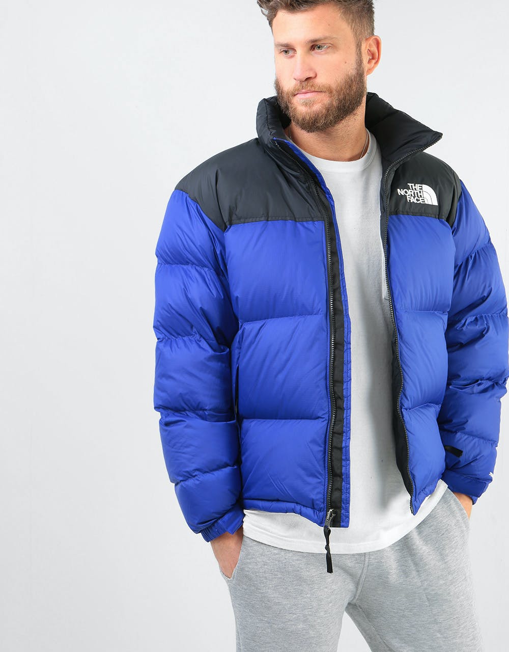 north face puffer jacket blue