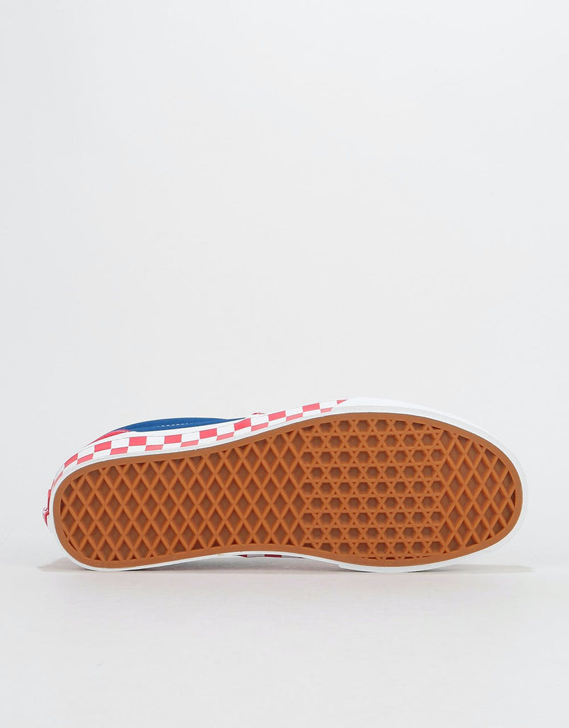 vans slip on checkerboard red blue