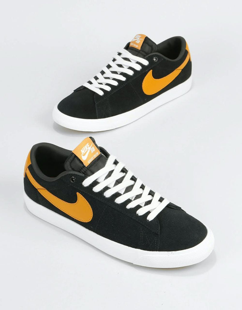 Nike Sb Blazer Low Gt Skate Shoes Black Wheat Summit White Route One