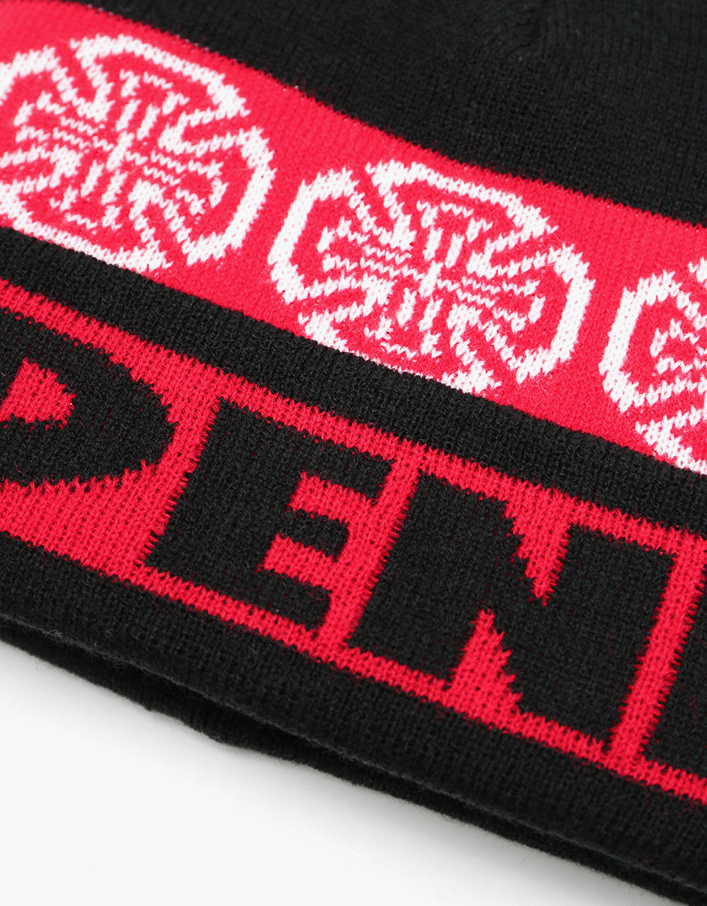 Independent Woven Crosses Fold Over Beanie - Black/Red – Route One