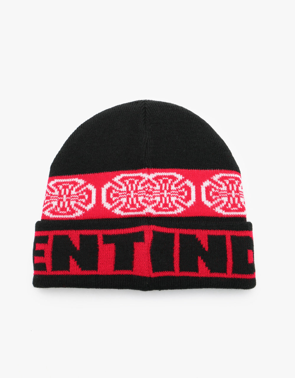Independent Woven Crosses Fold Over Beanie - Black/Red – Route One