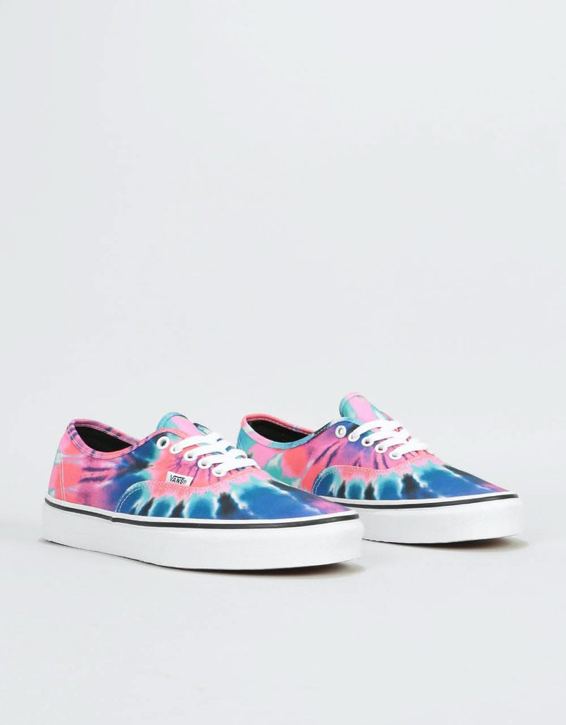 vans tie dye authentic multi & true white womens shoes