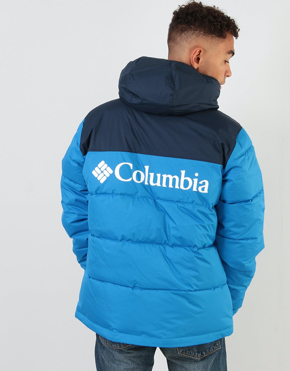 blue columbia windbreaker