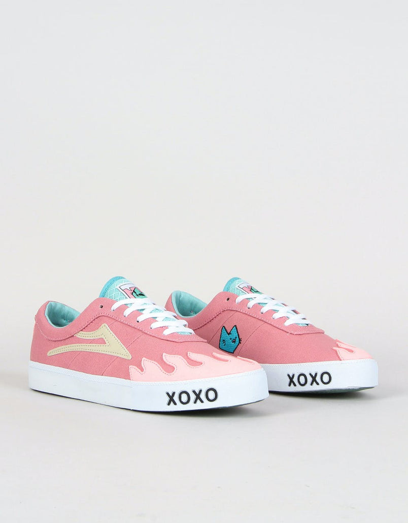 lakai x leon karssen sheffield pink & white skate shoes