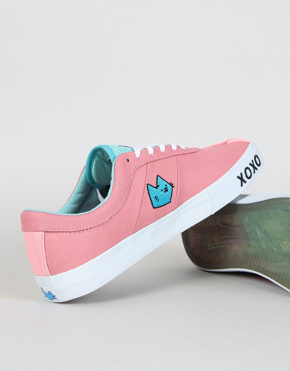 lakai x leon karssen sheffield pink & white skate shoes