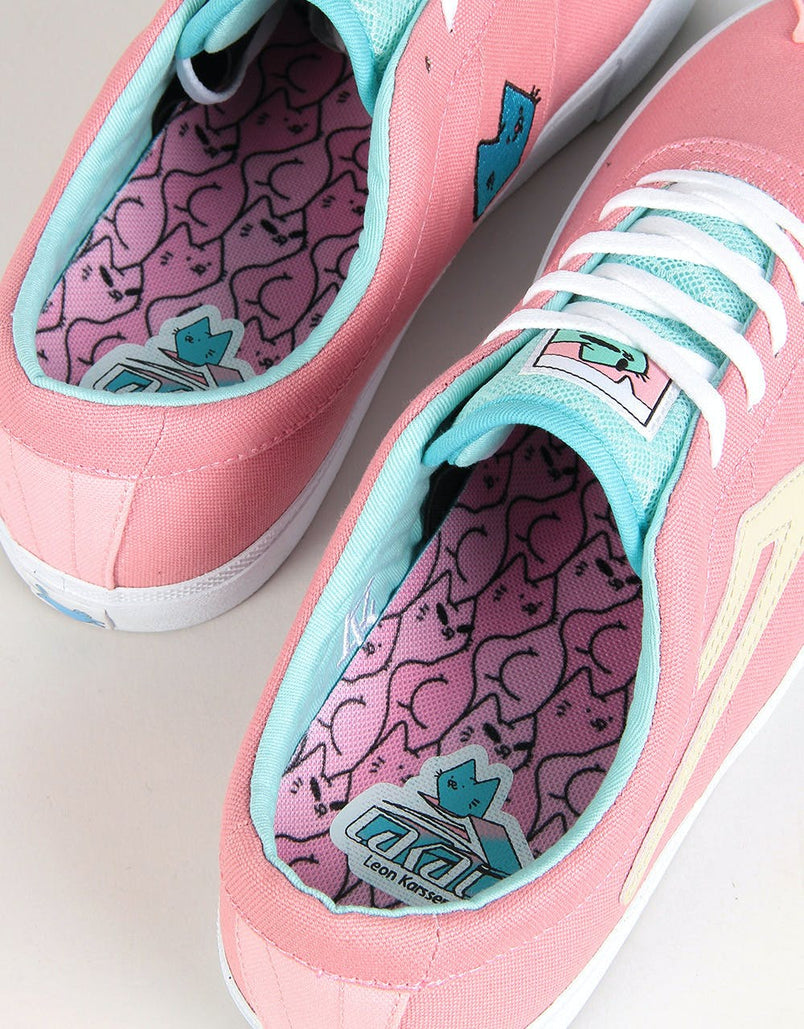 lakai x leon karssen sheffield pink & white skate shoes