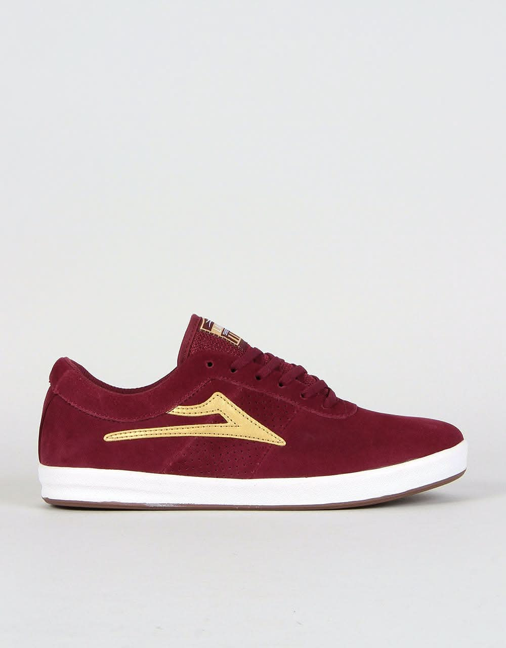 burgundy gold shoes