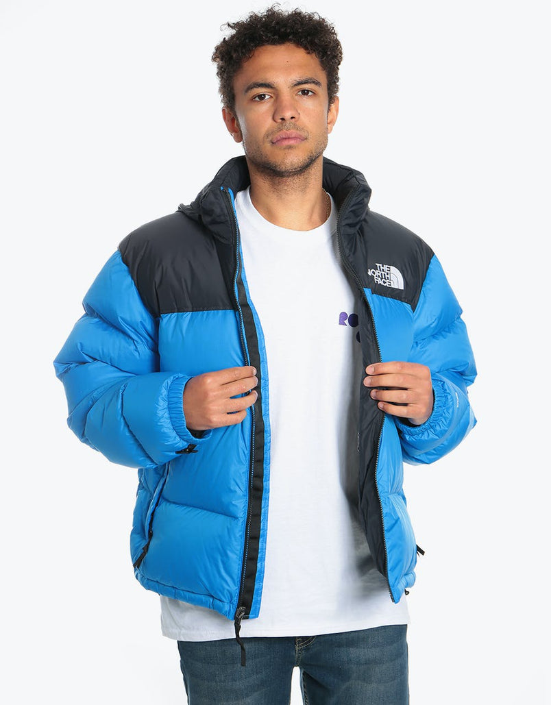 light blue north face puffer jacket