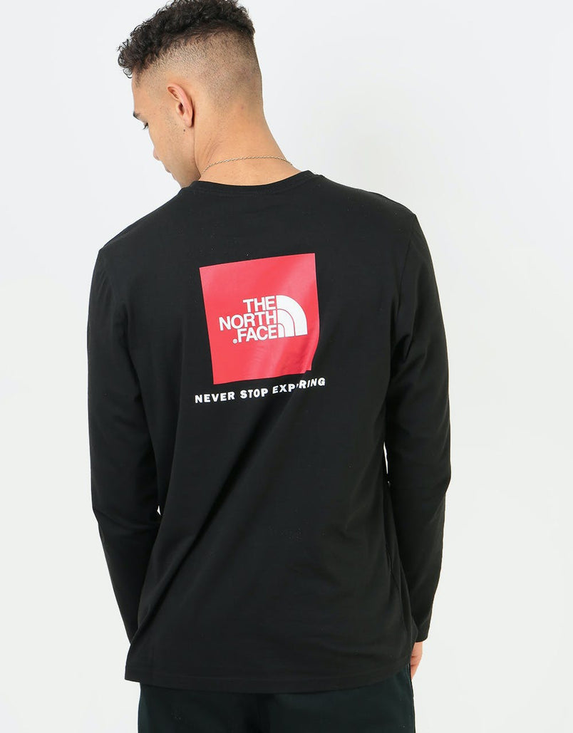 The North Face L S Red Box T Shirt Tnf Black Route One