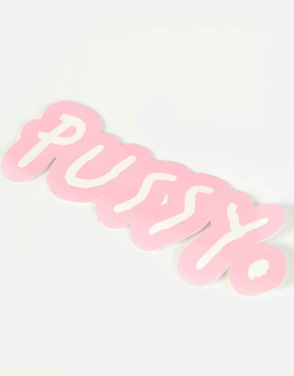 Route One Pussy Logo Sticker Pinkwhite