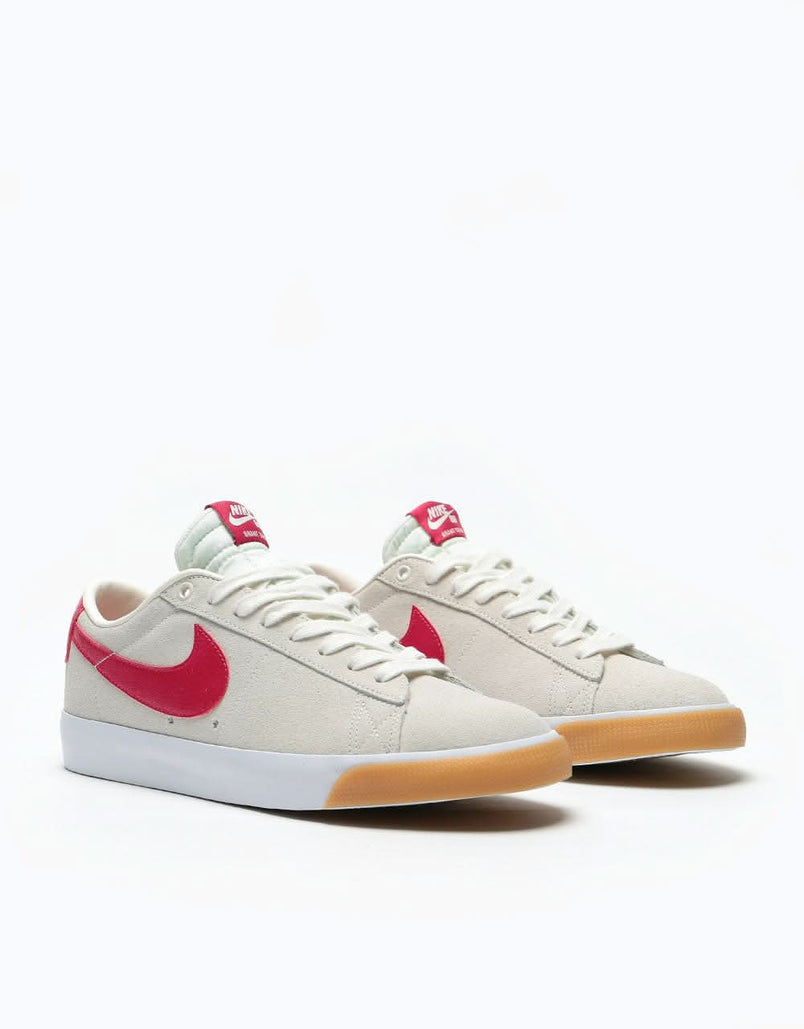 Nike Sb Blazer Low Gt Skate Shoes Sail Cardinal Red White Gum Light Route One