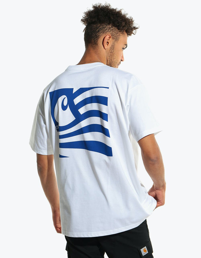 Carhartt WIP S/S Waving State Flag T-Shirt - White/Lapis – Route One