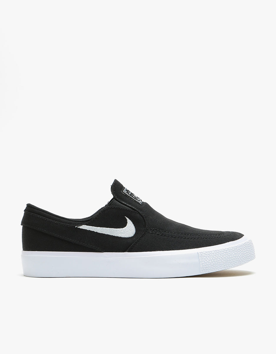 Nike SB Stefan Janoski Canvas Slip On Kids Skate Shoes - Black/White ...