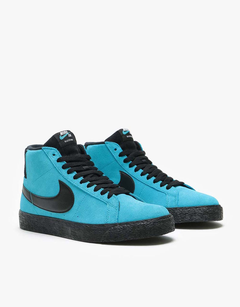 Nike Sb Zoom Blazer Mid Skate Shoes Baltic Blue Black Baltic Blue Wh Route One