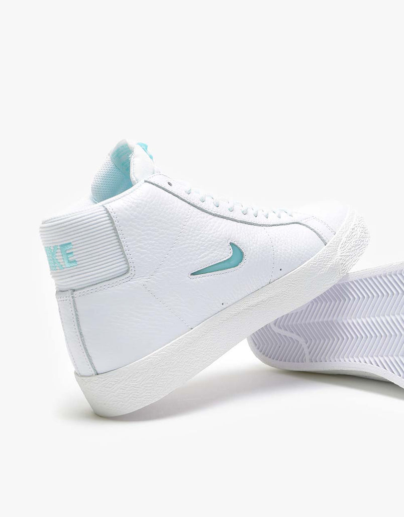 Nike Sb Zoom Blazer Mid Premium Skate Shoes White Glacier Ice White Route One