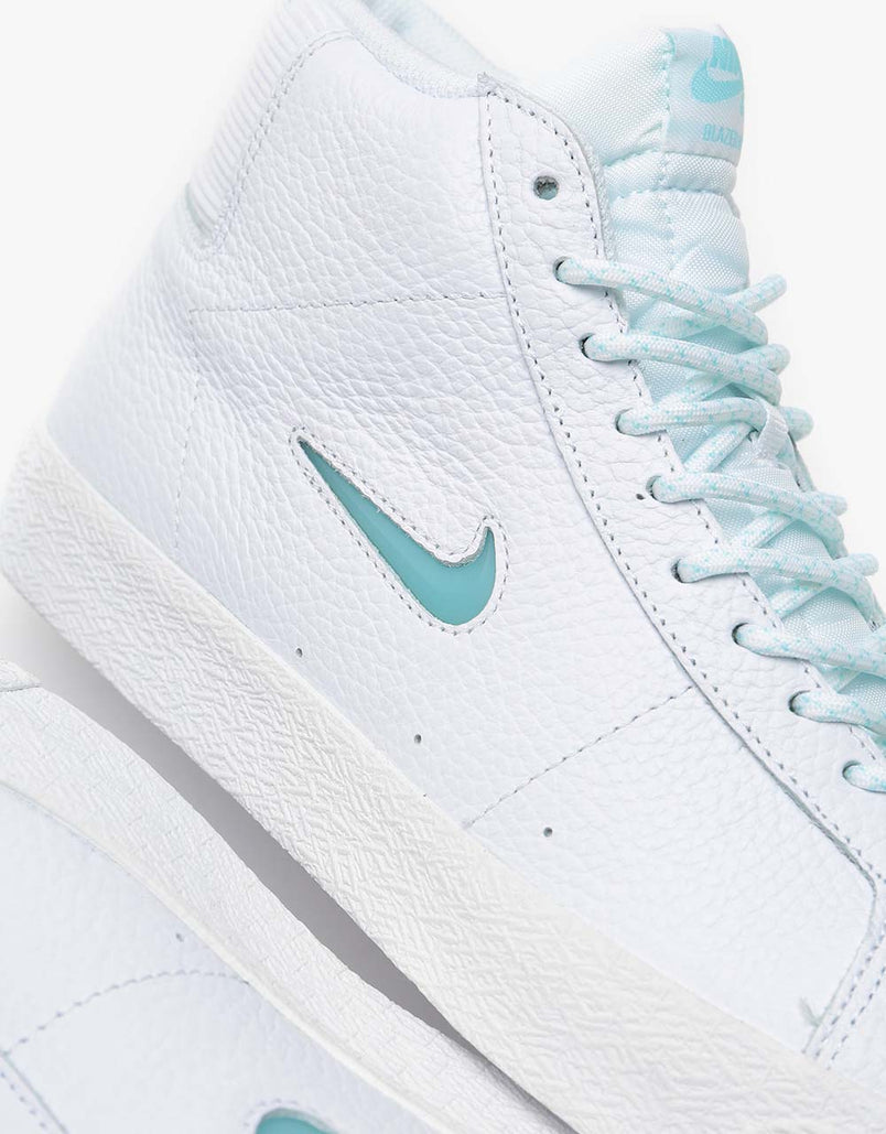 Nike Sb Zoom Blazer Mid Premium Skate Shoes White Glacier Ice White Route One