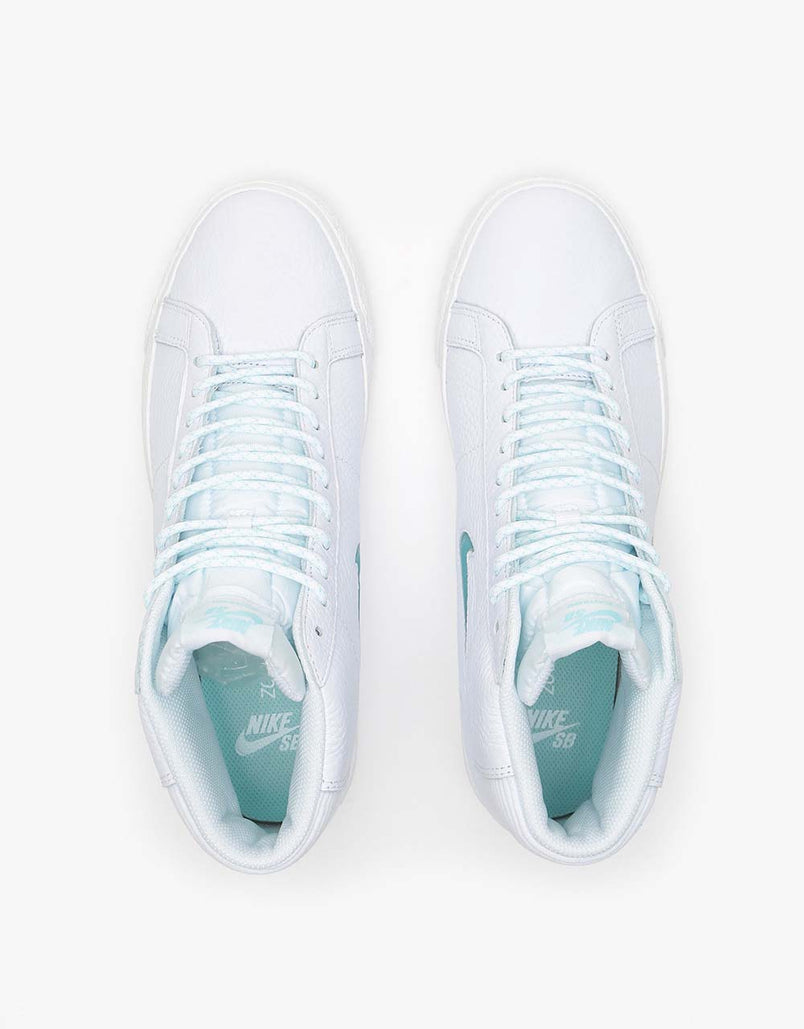 Nike Sb Zoom Blazer Mid Premium Skate Shoes White Glacier Ice White Route One