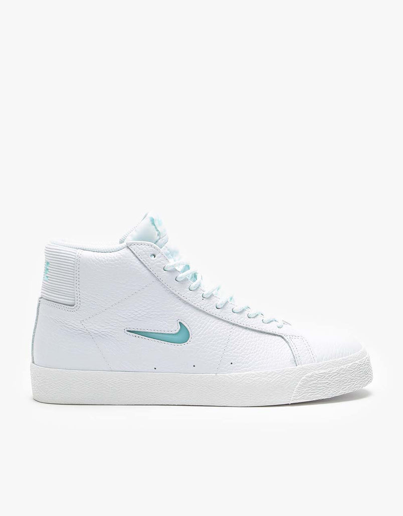 Nike Sb Zoom Blazer Mid Premium Skate Shoes White Glacier Ice White Route One