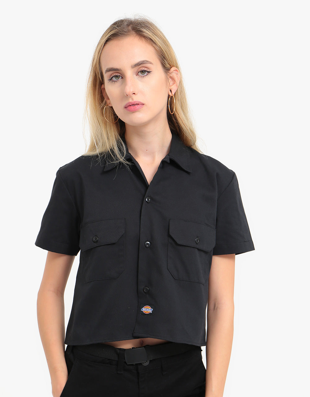 Dickies Womens Silver Grove Cropped Work Shirt Black Route One