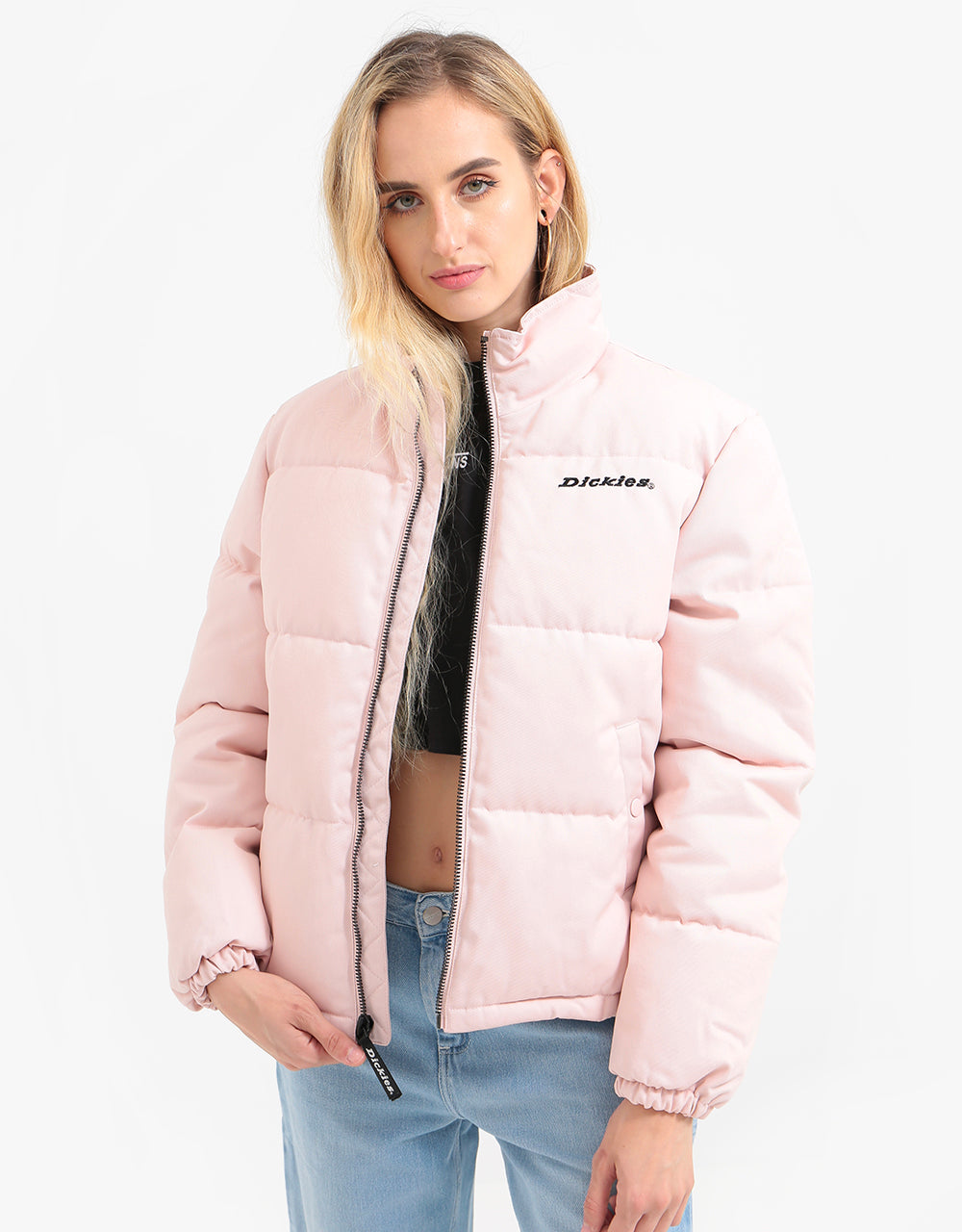 light pink puffer coat