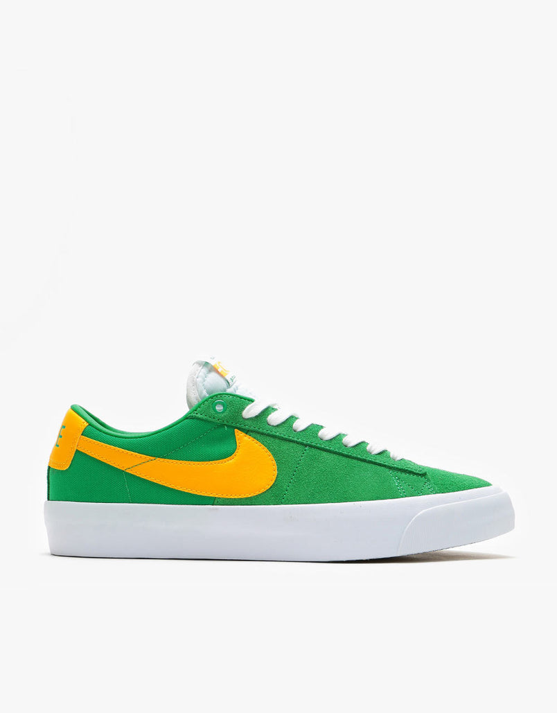 Nike Sb Zoom Blazer Low Pro Gt Skate Shoes Lucky Green University Go Route One